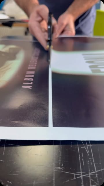 Trimming an album poster by hand